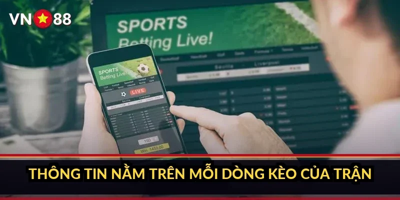 Thông tin nằm trên mỗi dòng kèo của trận